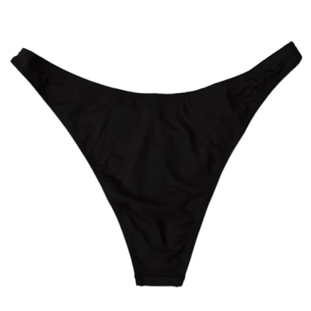 NWT SKIMS Recycled Swim Cheeky Tanga In Gun Metal Black Bikini Bottom